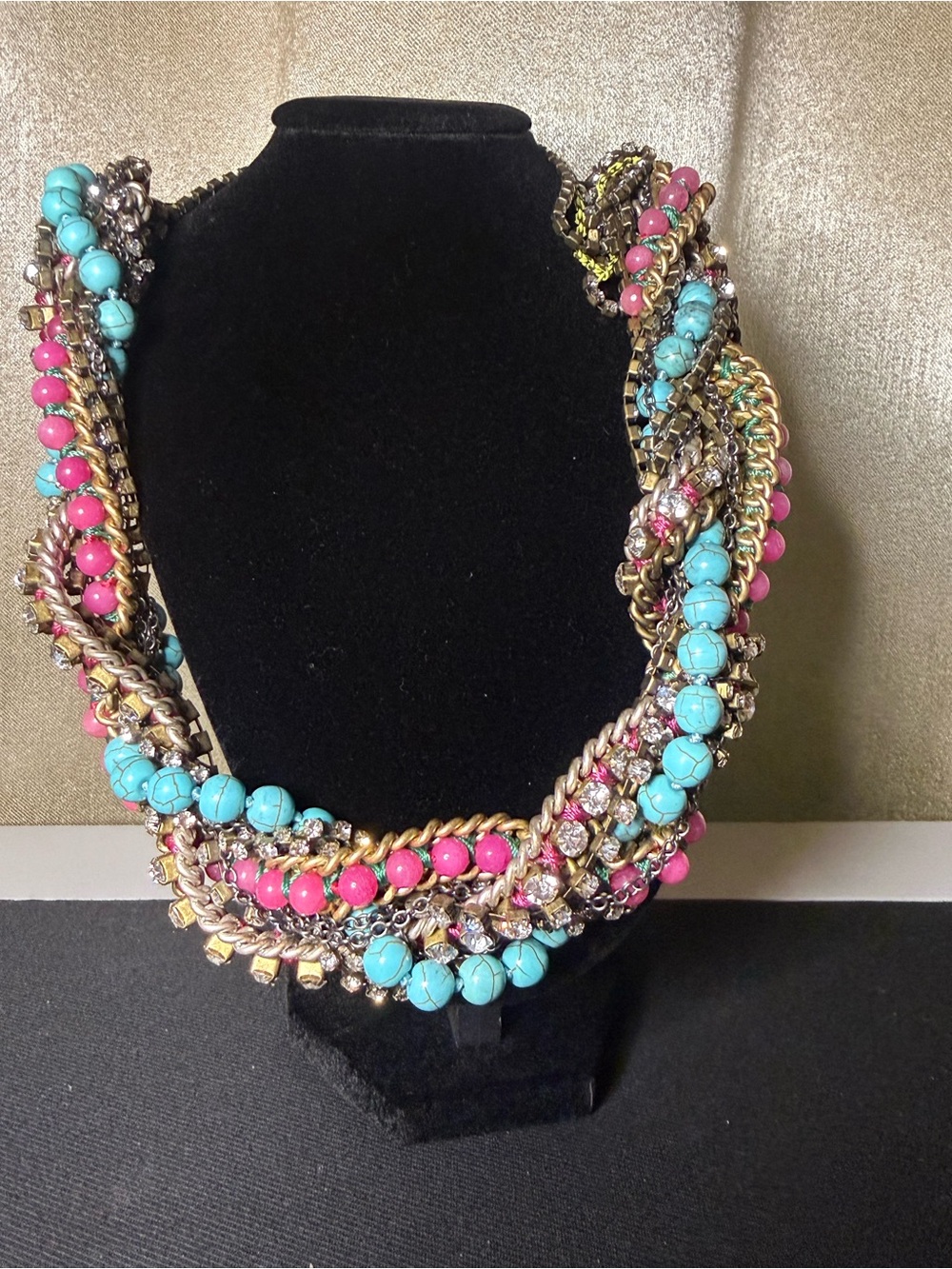 Stella & Dot- Multi-Strand Turquoise & Pink Statement Necklace